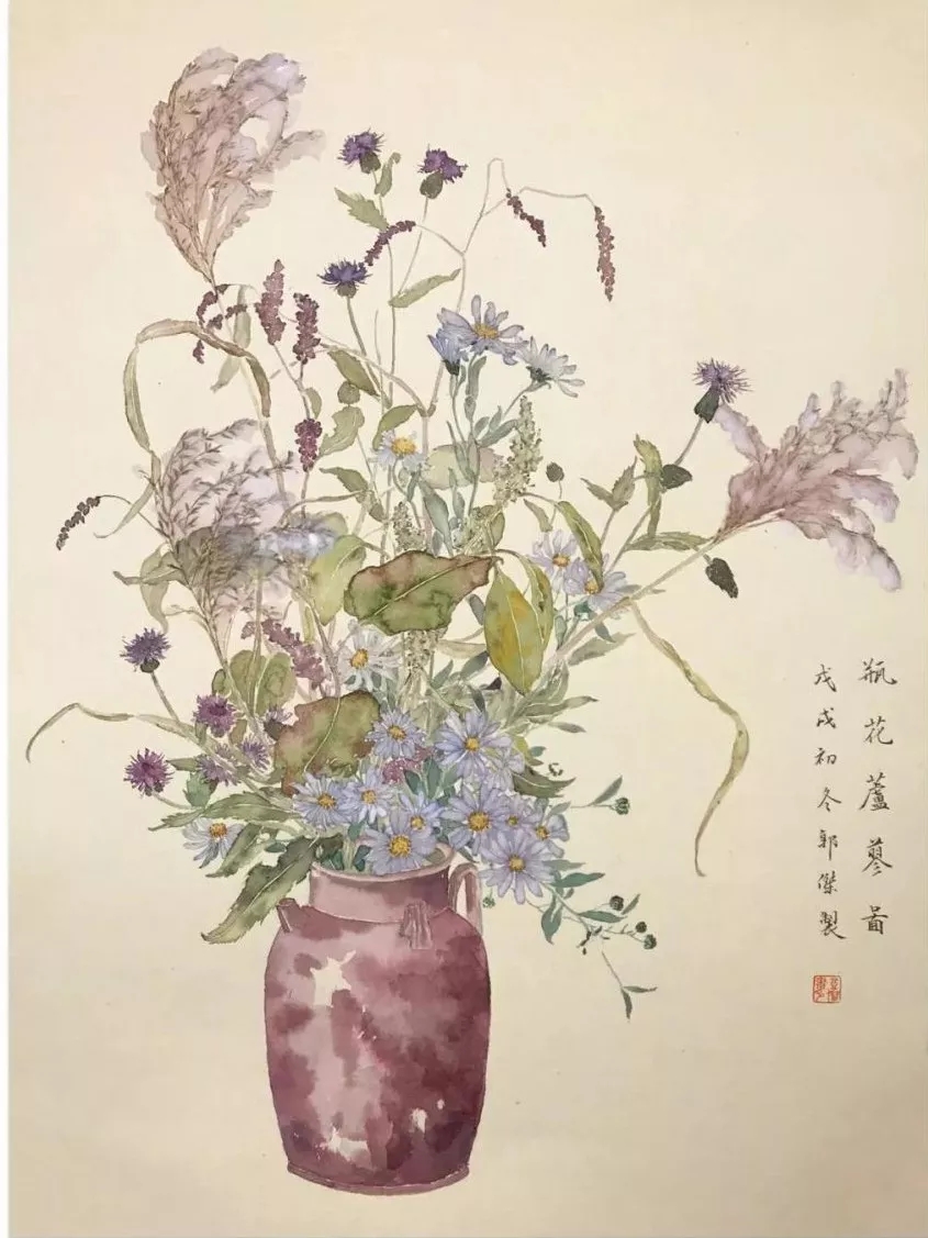 郭杰:没骨花卉